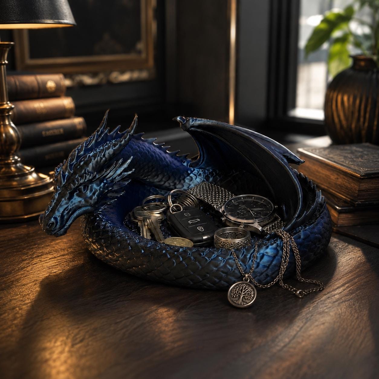 Dragon Catchall Tray, Fantasy Desk Organizer, Gothic Home Decor, DnD Accessory