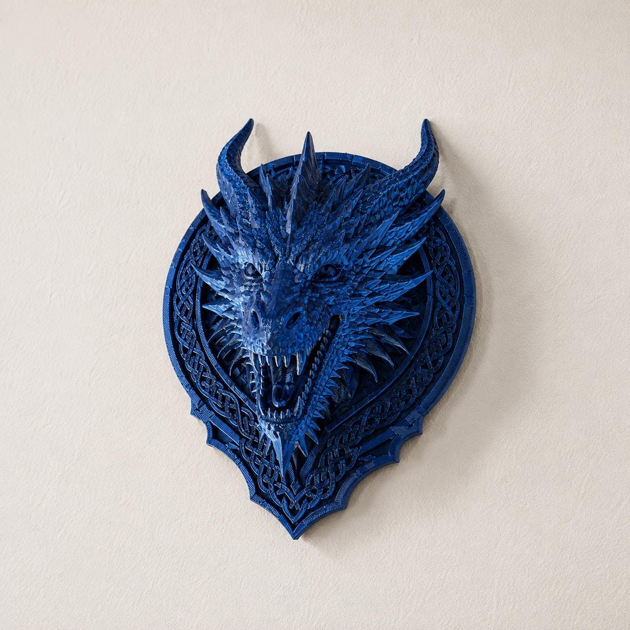 Dragon Wall Decor, 3D Printed Dragon Head Wall Art, Fantasy Dragon Wall Hanging, Gothic Home Decor, Medieval Dragon Sculpture