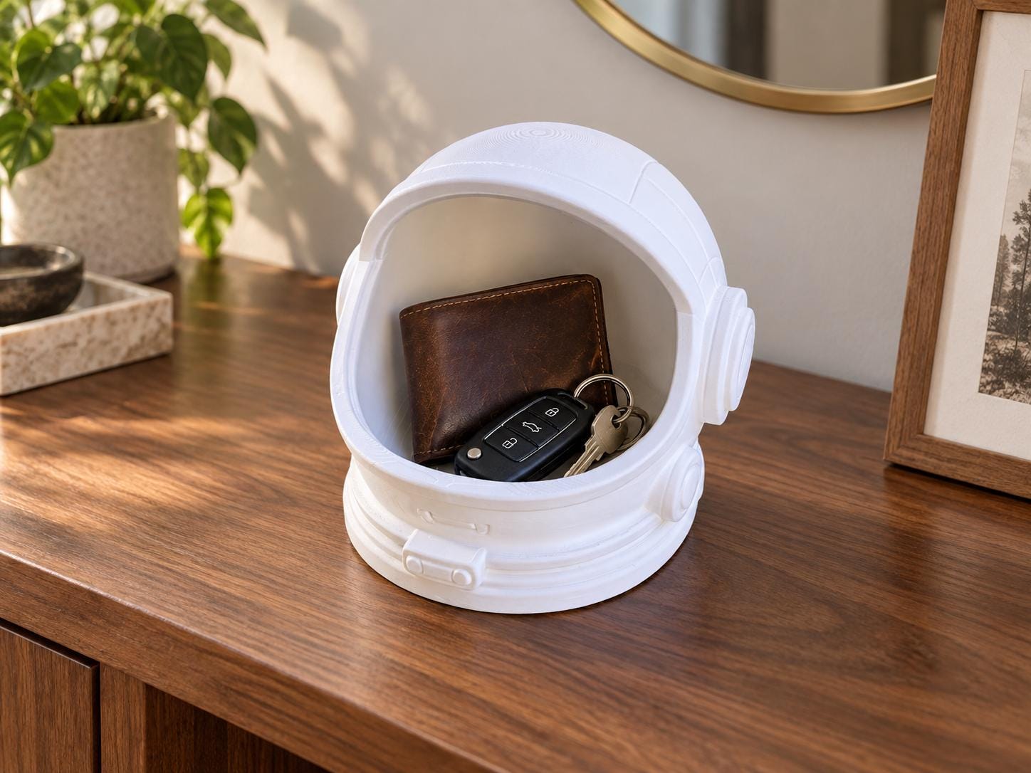 Astronaut Helmet Catchall Tray, 3d Printed Space Desk Organizer, Key and Wallet Holder, Gift for Space Lovers