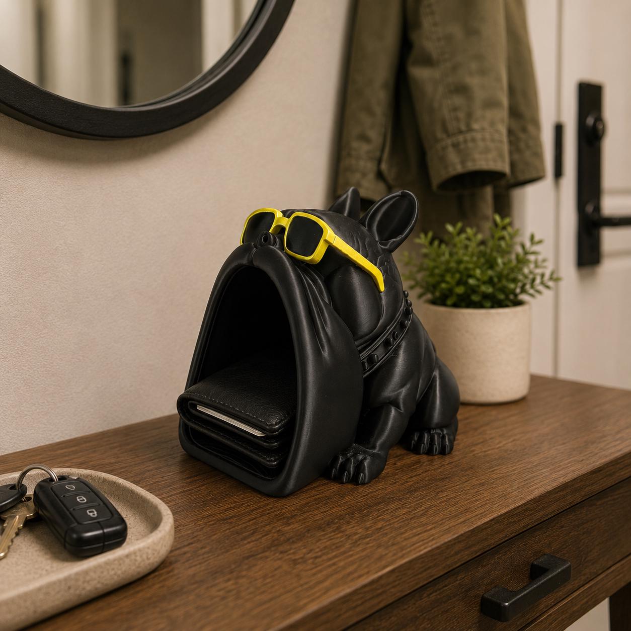 3D Printed Bulldog Catchall Tray with Glasses, Funny Dog Key Holder, Entryway Organizer, Desk Storage, Unique Dog Lover Gift