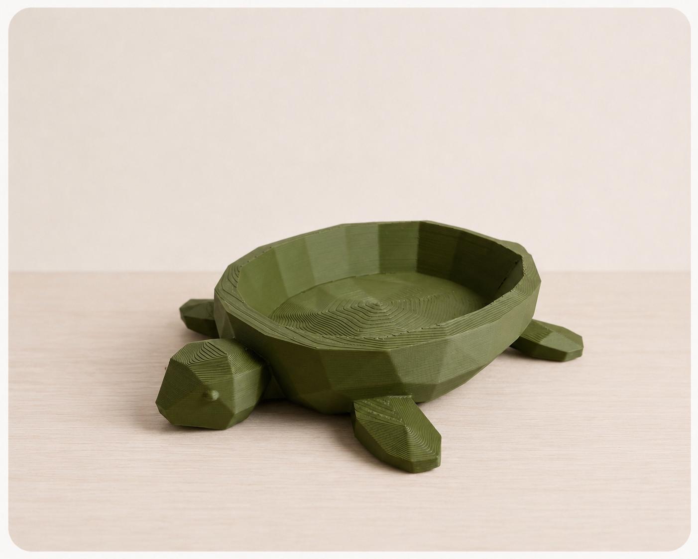Geometric Turtle Catchall Tray, 3D Printed Sea Turtle Jewelry Dish, Desk Organizer