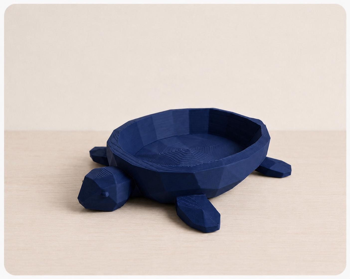 Geometric Turtle Catchall Tray, 3D Printed Sea Turtle Jewelry Dish, Desk Organizer