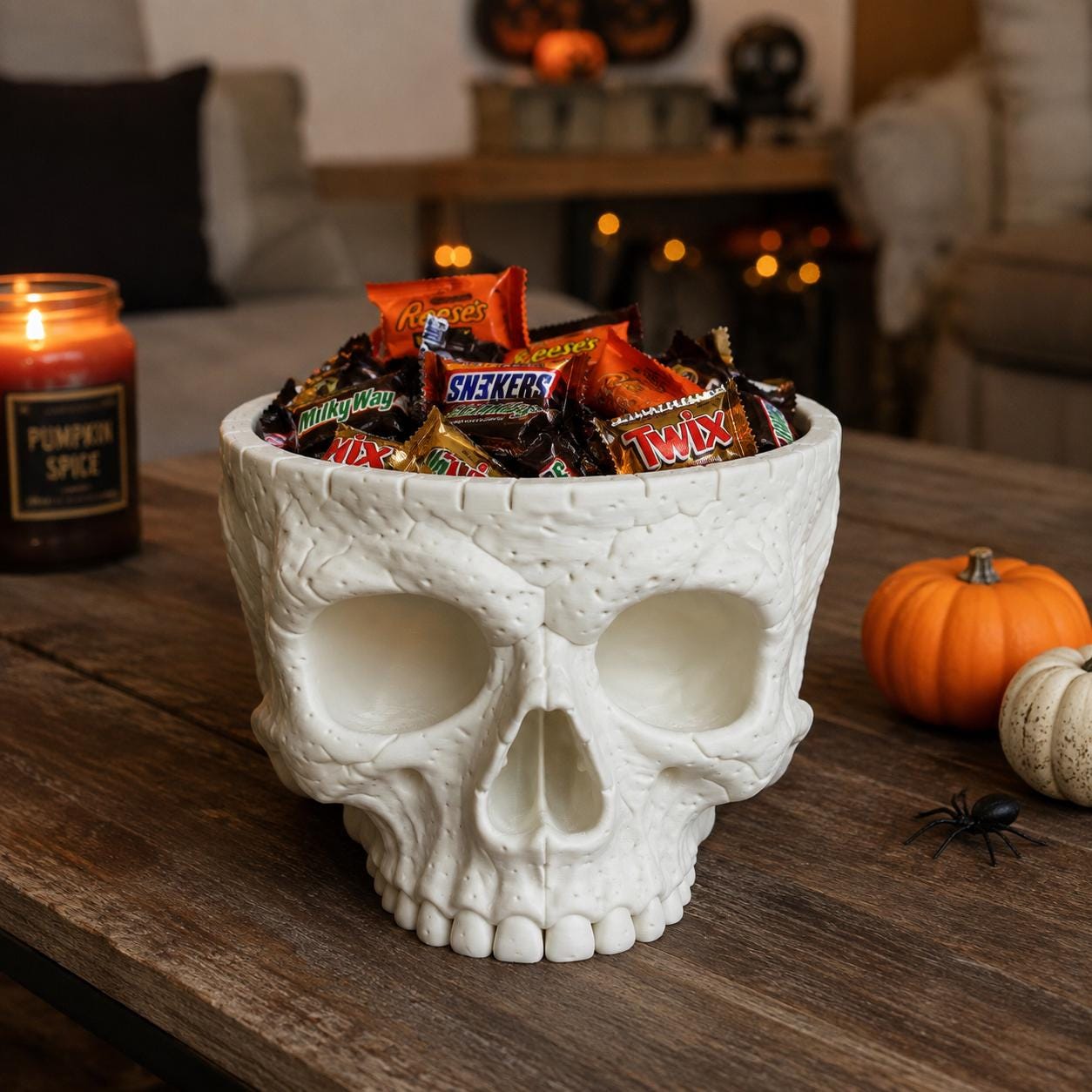 3D Printed Skull Candy Bowl, Halloween Candy Holder, Gothic Skull Decor, Spooky Treat Bowl, Halloween Party Decor, Skull Container