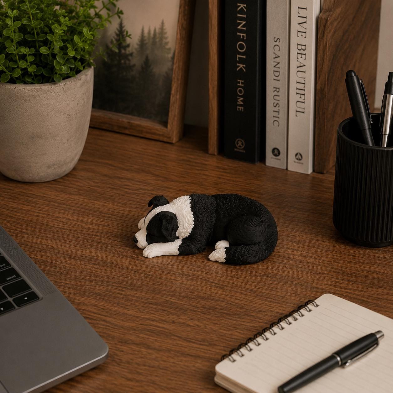 Sleeping Border Collie Dog Figurine, Border Collie Desk Buddy, Cute Dog Shelf Decor, 3D Printed Border Collie Gift