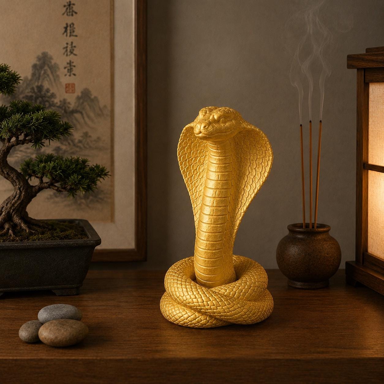 Zen Cobra Statue, Cobra Decor, Snake Sculpture, Meditation Decor, Zen Shelf Decor, 3D Printed Cobra, Spiritual Snake Gift, Yoga Room Decor