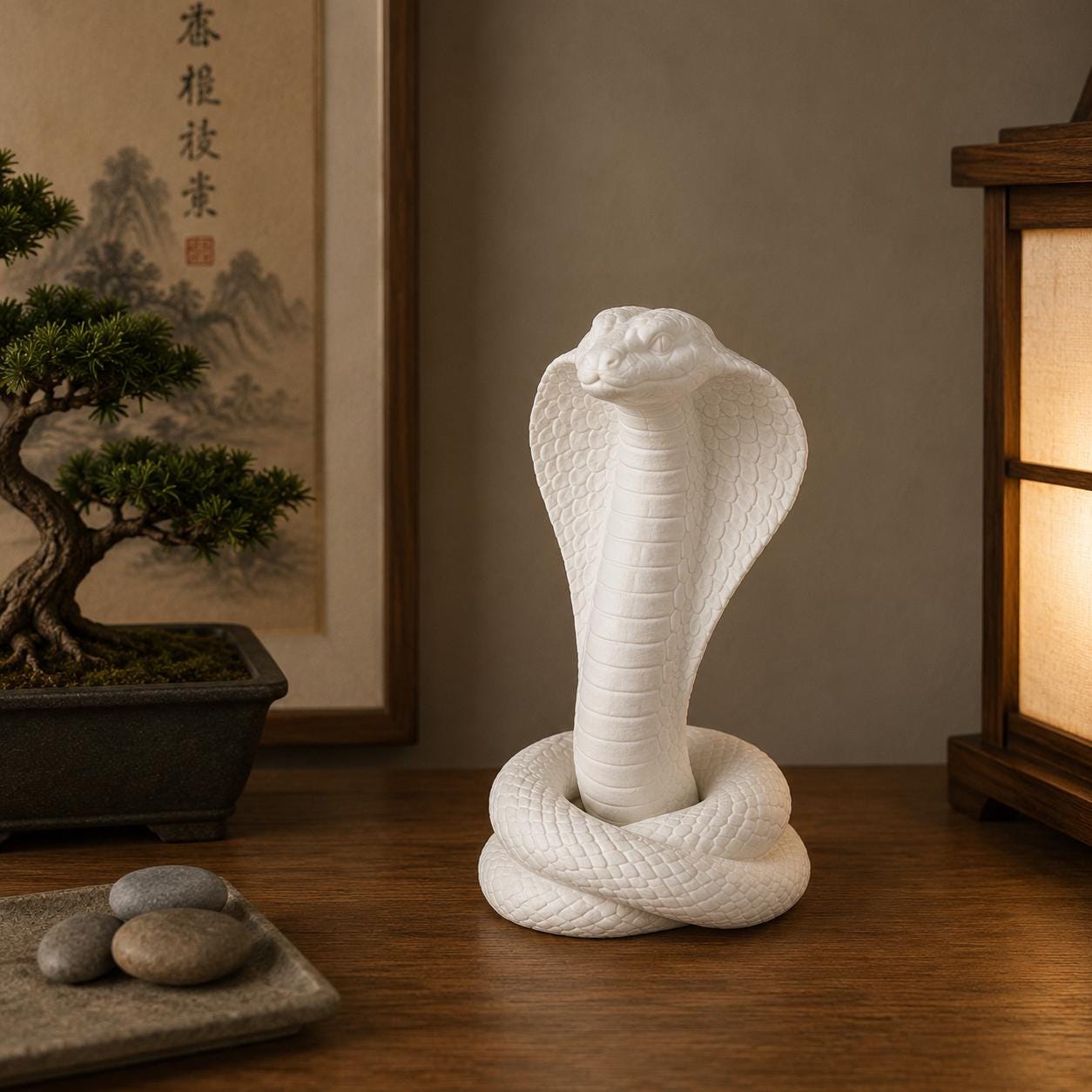 Zen Cobra Statue, Cobra Decor, Snake Sculpture, Meditation Decor, Zen Shelf Decor, 3D Printed Cobra, Spiritual Snake Gift, Yoga Room Decor