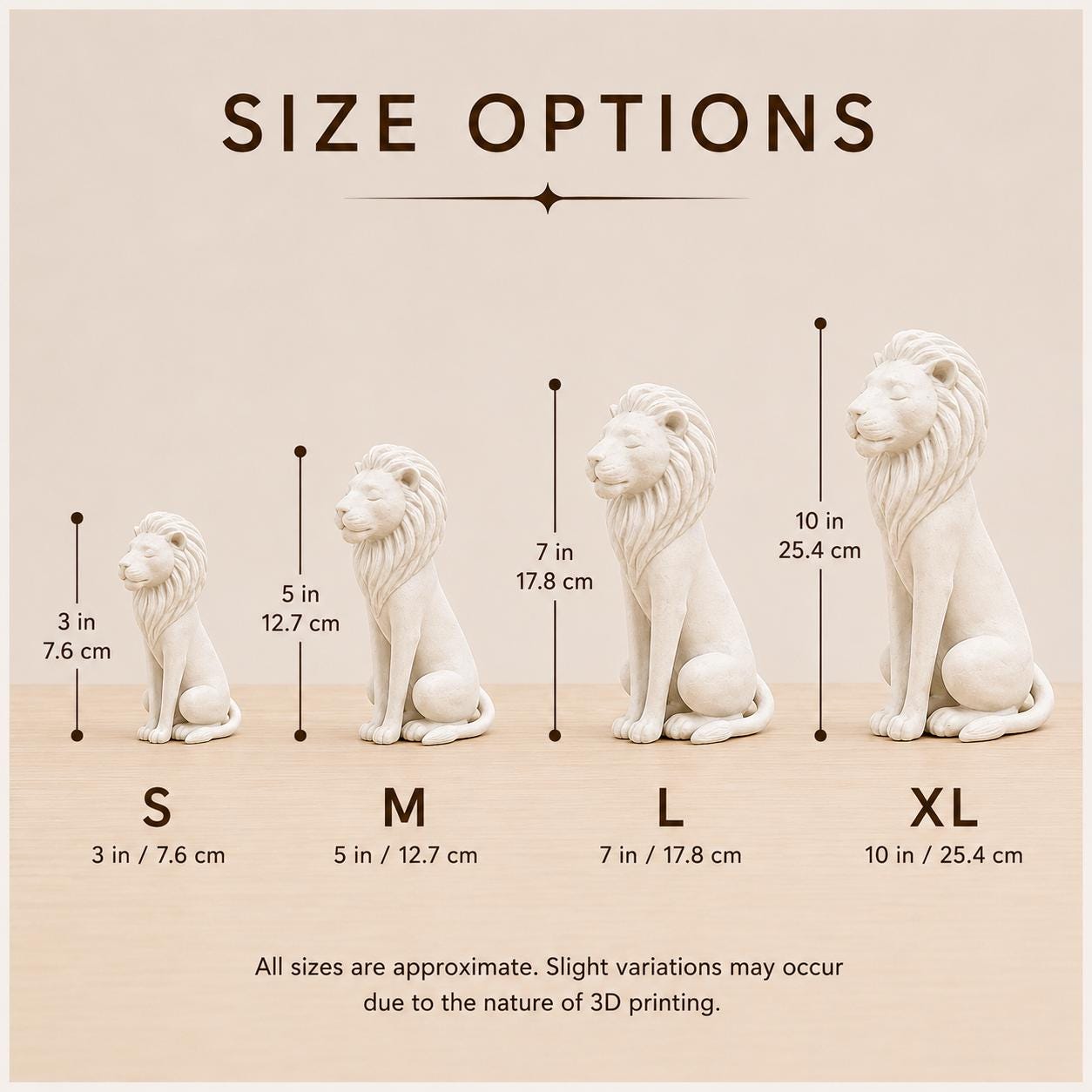 Zen Lion Statue, Minimalist 3D Printed Sculpture, Meditation Animal Decor