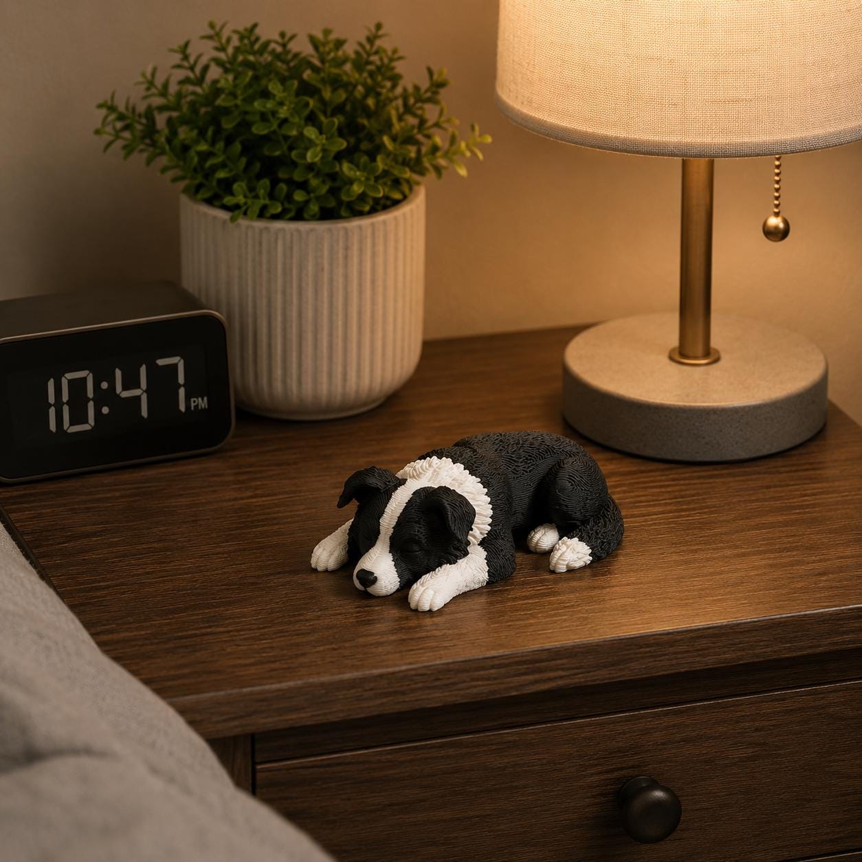 Sleeping Border Collie Dog Figurine, Border Collie Desk Buddy, Cute Dog Shelf Decor, 3D Printed Border Collie Gift