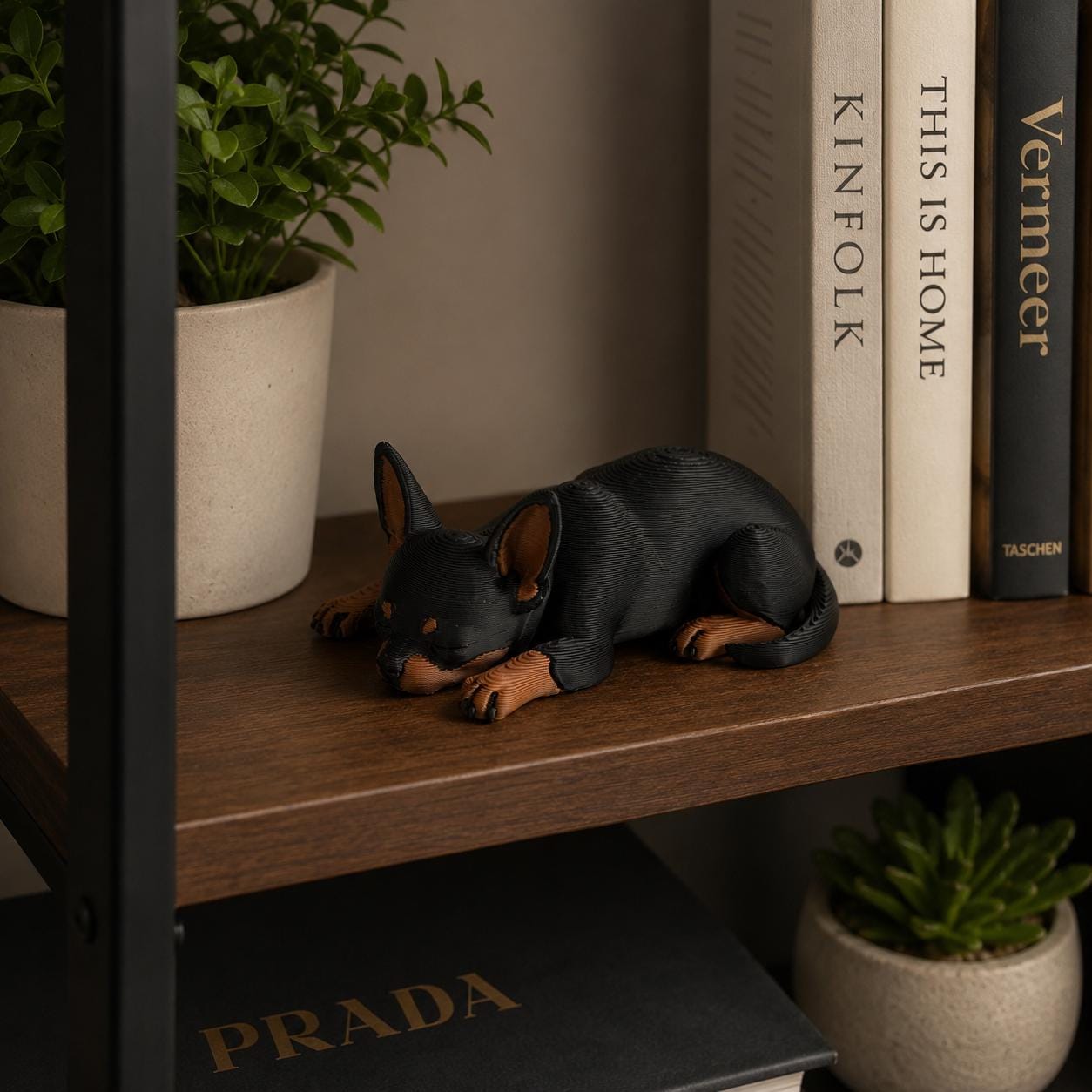 Sleeping Chihuahua Figurine, Minimalist Dog Decor, 3D Printed Chihuahua Statue, Cute Desk Shelf Decoration, Chihuahua Lover Gift