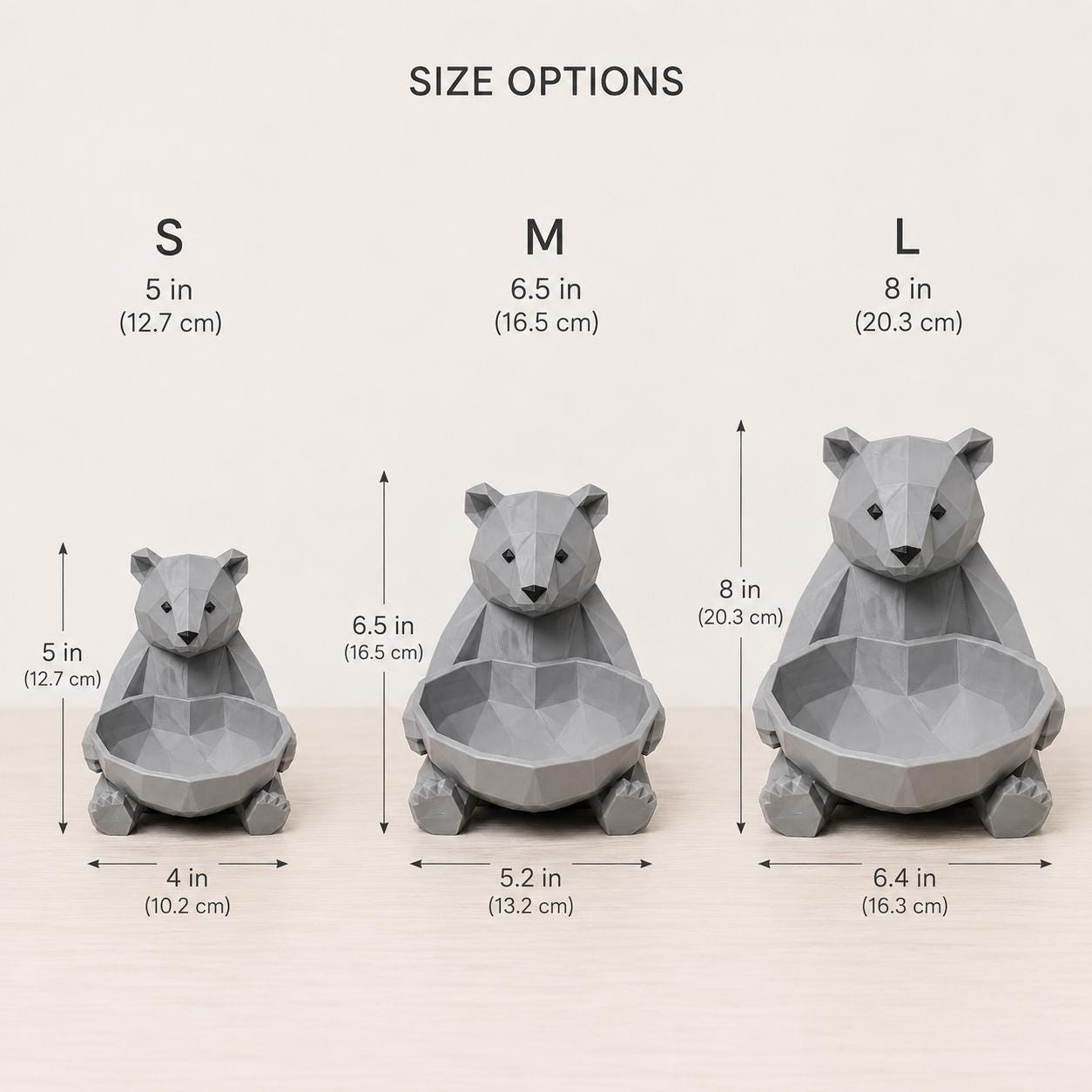 Low Poly Bear Jewelry Dish, Cute Bear Catchall Tray, 3D Printed Bear Bowl Organizer, Entryway Key Holder, Modern Animal Desk Decor