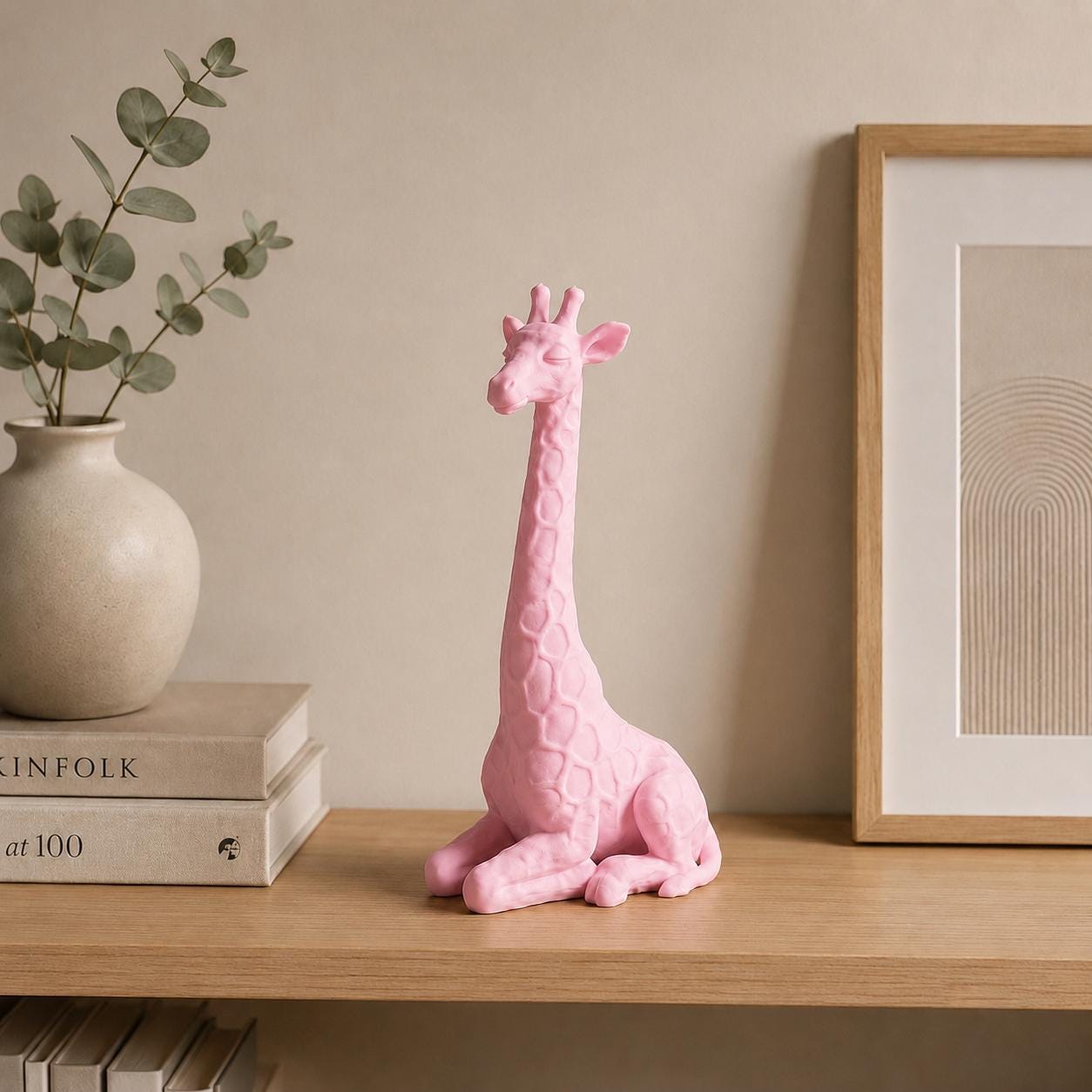 Giraffe Figurine Zen Statue, Calm Animal Sculpture, Minimalist Safari Decor, 3D Printed Shelf Decor Gift