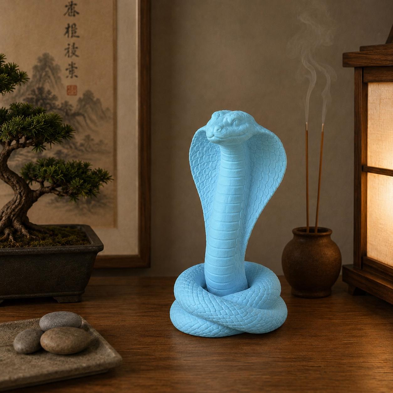 Zen Cobra Statue, Cobra Decor, Snake Sculpture, Meditation Decor, Zen Shelf Decor, 3D Printed Cobra, Spiritual Snake Gift, Yoga Room Decor