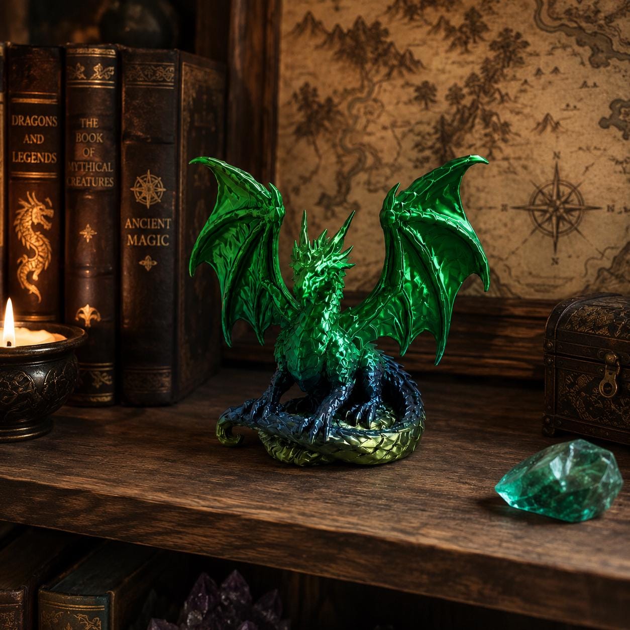 Fantasy Dragon Figurine, 3D Printed Dragon Statue, Mythical Desk Decor, Dragon Collectible, Fantasy Shelf Decor