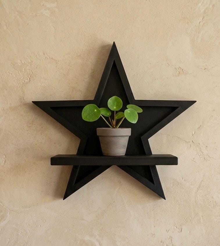 Star Floating Mini Shelf, 3D Printed Display, Modern Wall Decor, Easy Install