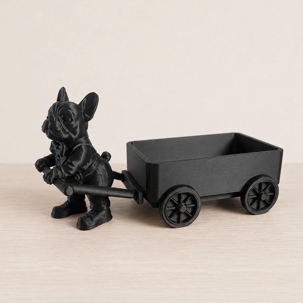 3D Printed French Bulldog Candy Cart, Dog Valet Tray, Desk Organizer, Home Decor