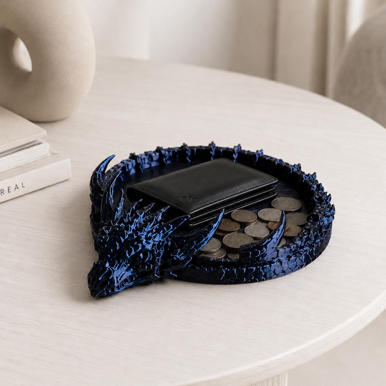 Dragon Tray Catchall Dish, Fantasy Key Bowl, 3D Printed Dragon Organizer, Car Keys Wallet Coin Holder, Gothic Home Decor