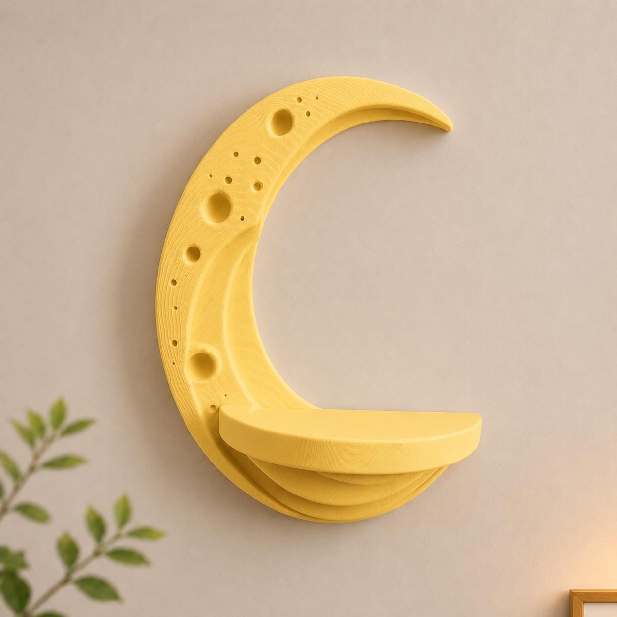 Crescent Moon Wall Shelf – Mini Luna Shelf for Bedroom Decor, Nursery, Keys & Small Items, 3D Printed Minimalist Moon Decor