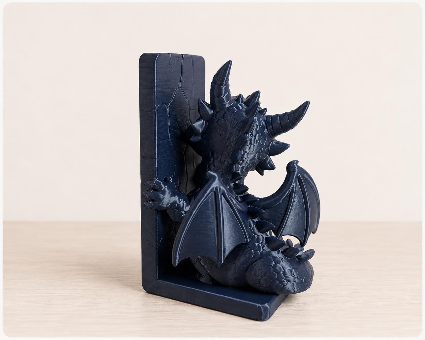 Dragon Bookend – Cute Navy Blue 3D Printed Fantasy Bookshelf Decor, Dragon Book Holder, Gothic Desk Shelf Organizer, Fantasy Gift