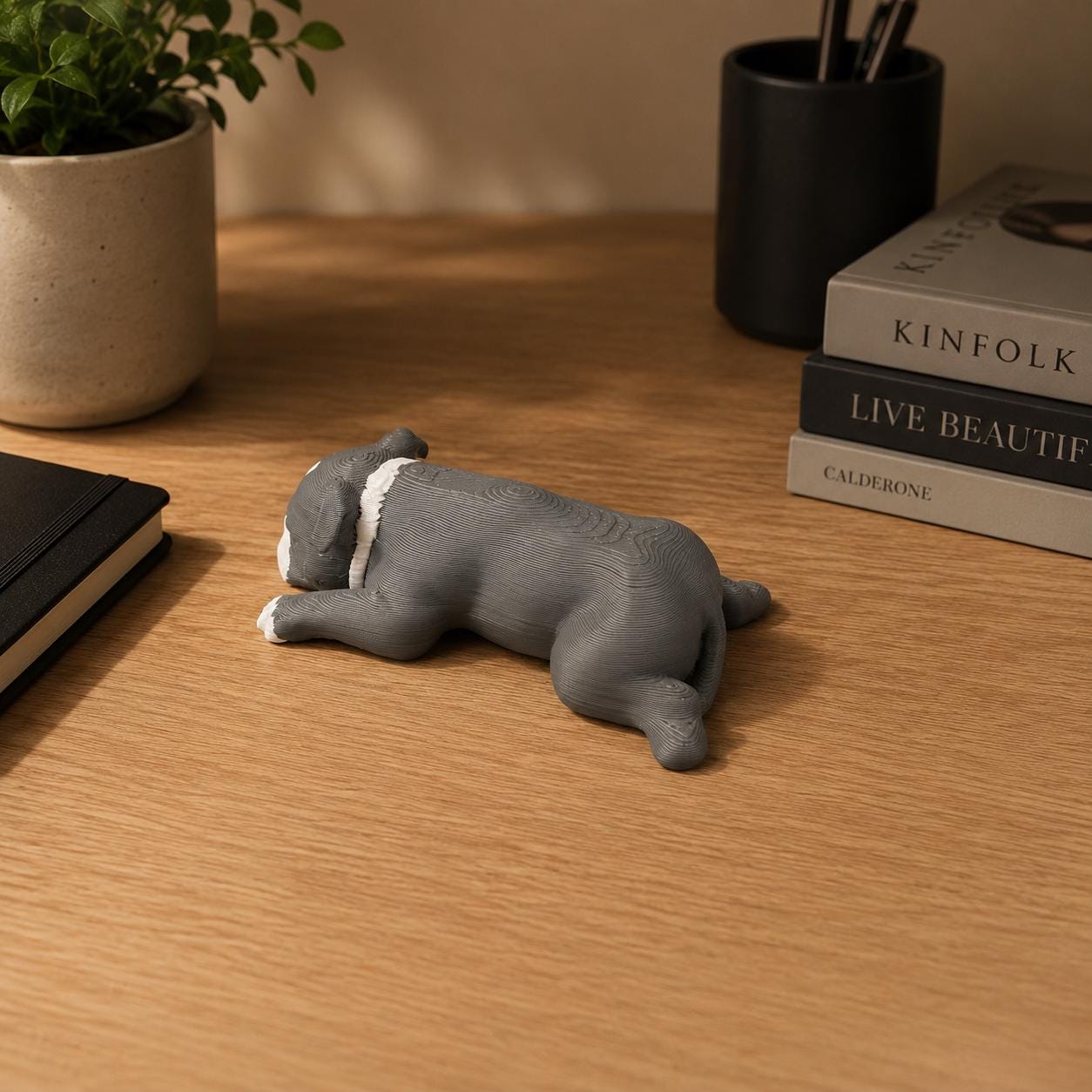 Sleeping Pit Bull Dog Figurine, Pitbull Desk Buddy, Cute Dog Lover Gift, 3D Printed Puppy Decor