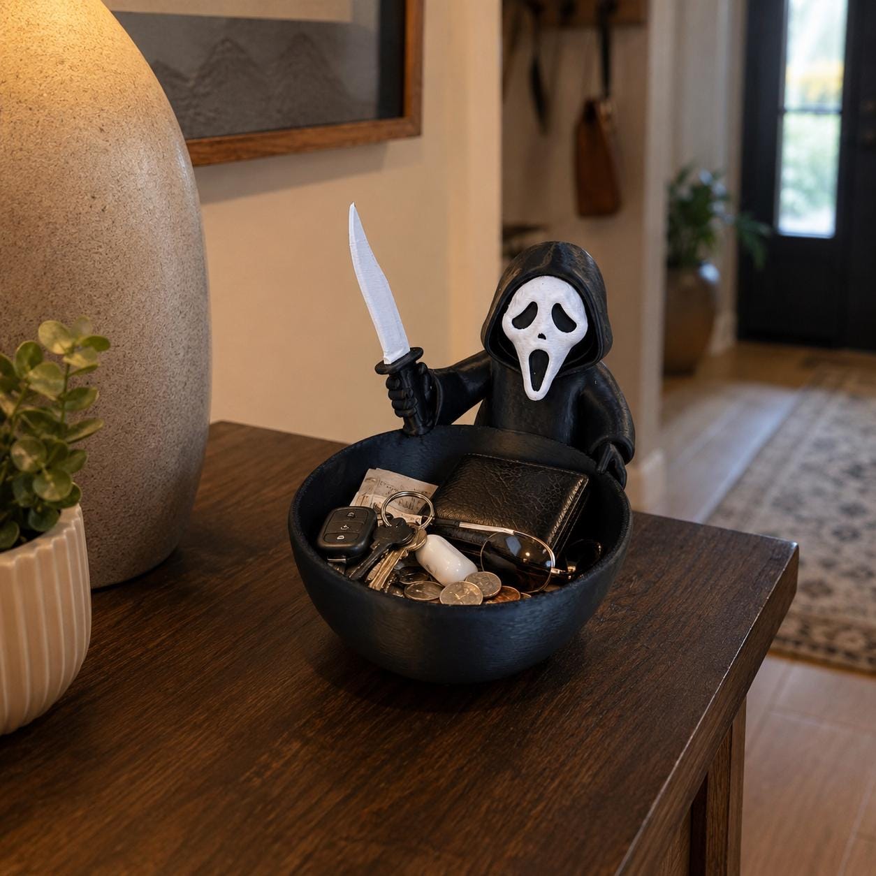 Ghost Face Halloween Candy Bowl, 3D Printed Horror Candy Dish, Spooky Trick or Treat Bowl, Halloween Table Decor, Scary Entryway Catchall