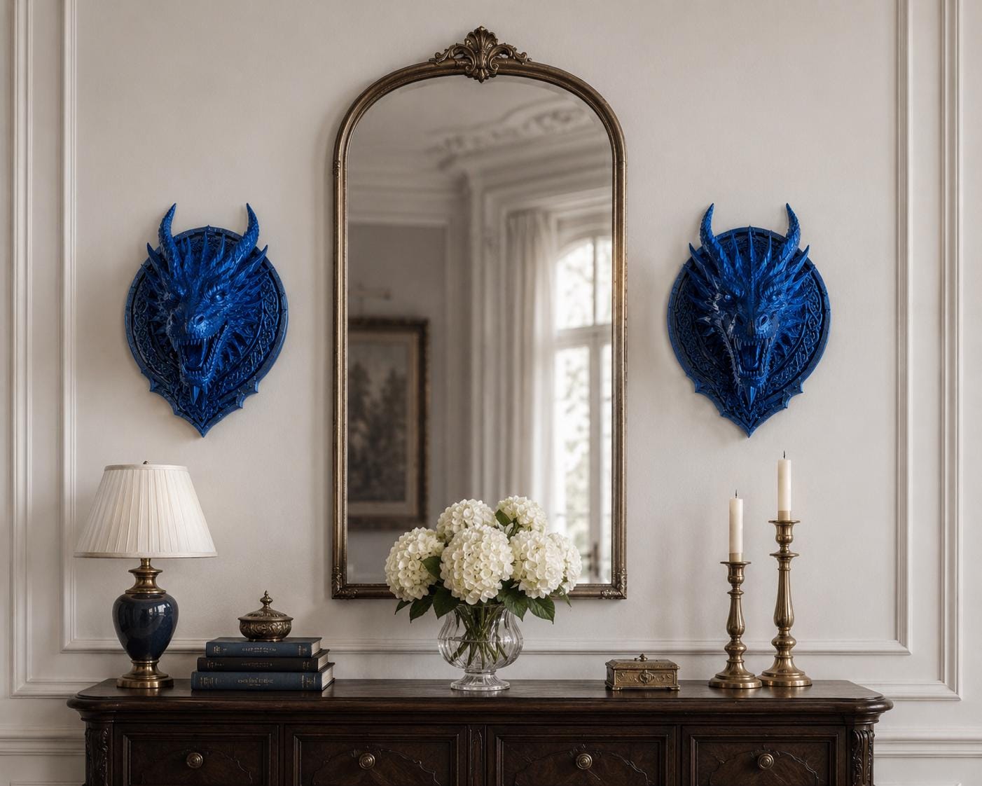 Dragon Wall Decor, 3D Printed Dragon Head Wall Art, Fantasy Dragon Wall Hanging, Gothic Home Decor, Medieval Dragon Sculpture