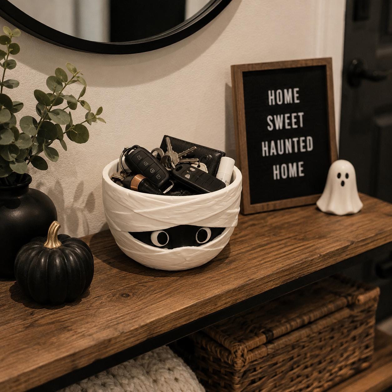 3D Printed Mummy Bowl, Halloween Candy Bowl, Spooky Catch All Tray, Mummy Candy Holder, Halloween Desk Decor, Key Bowl, Halloween Gift