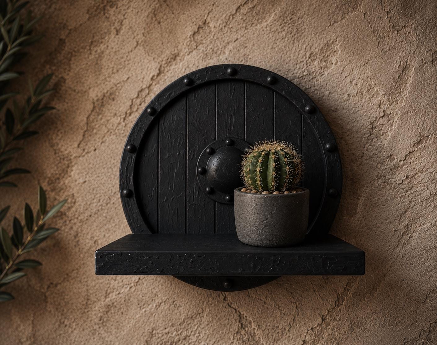 Viking Shield Mini Wall Shelf – 3D Printed Norse Round Organizer for Keys, Wallet