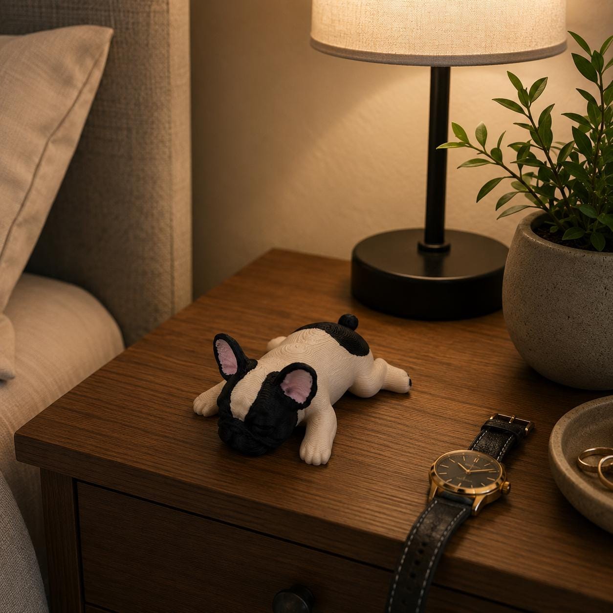 Sleeping French Bulldog Figurine, Cute Dog Desk Buddy, Frenchie Decor, Puppy Shelf Decor, 3D Printed Gift for Dog Lovers
