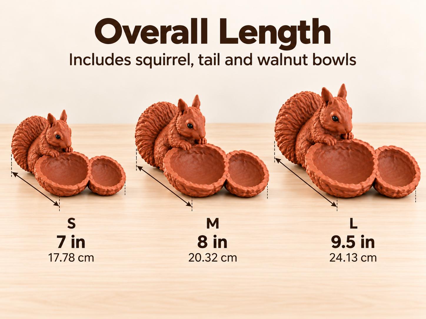 3D Printed Squirrel Jewelry Tray with Walnut Bowls, Woodland Catchall for Keys and Rings, Cottagecore Decor, Squirrel Lover Gift
