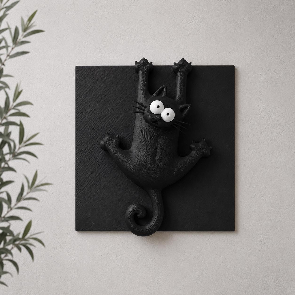 Funny Black Cat Wall Decor, 3D Printed Cat Wall Art, Cute Cat Wall Hanging, Modern Cat Decor, Cat Lover Gift, Unique Home Decoration