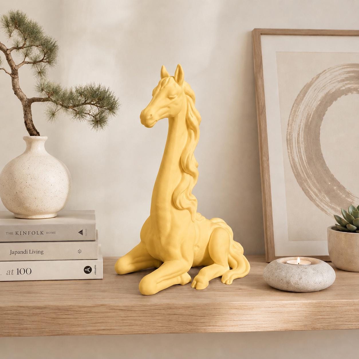 3D Printed Zen Horse Figurine, Minimalist Horse Statue, Modern Home Decor