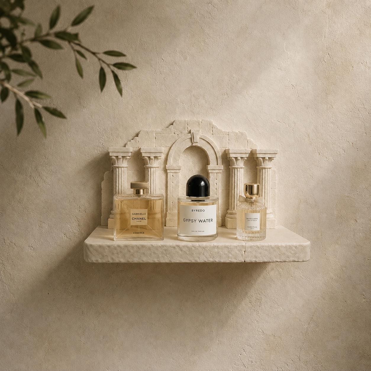 Roman Ruins Wall Shelf, Ancient Stone Arch Decor, Classical Display Ledge