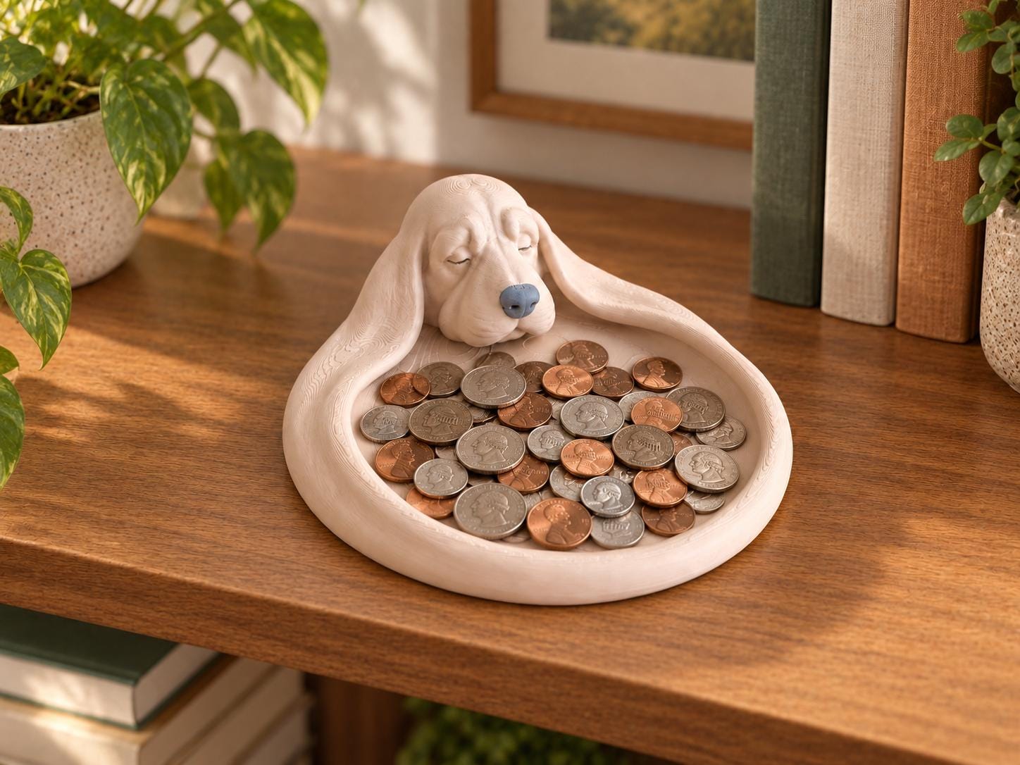 Basset Hound Catchall Tray, 3d Printed Dog Key Holder, Jewelry and Coin Dish, Entryway Organizer, Dog Lover Gift