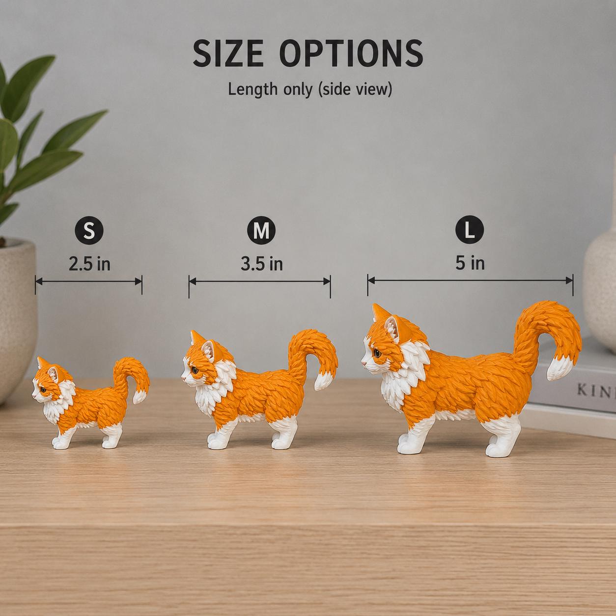 Ginger Cat Figurine, 3d Printed Cute Cat Statue, Cat Lover Gift, Kitty Desk Buddy, Shelf Decor, Orange Tabby Cat