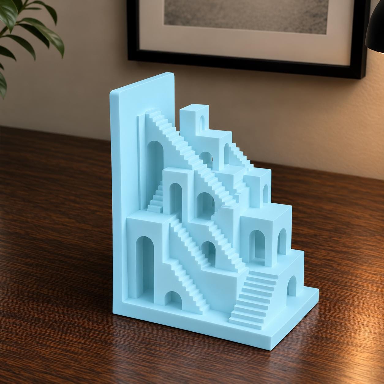 Surreal Staircase Bookend, Architectural Book Holder, Modern Geometric Shelf Decor, Unique Gift for Book Lovers, 3D Printed Bookend