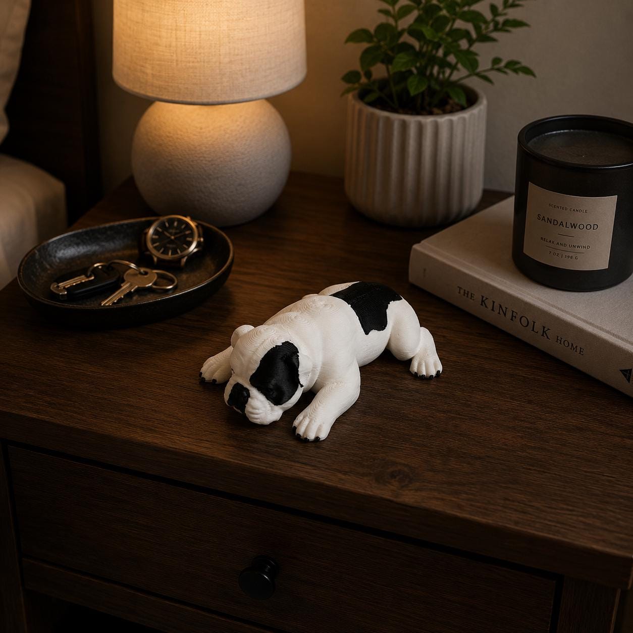 Sleeping English/ American Bulldog Figurine, Bulldog Desk Buddy, Cute Dog Decor, 3D Printed Puppy Statue, Nightstand Decor, Dog Lover Gift