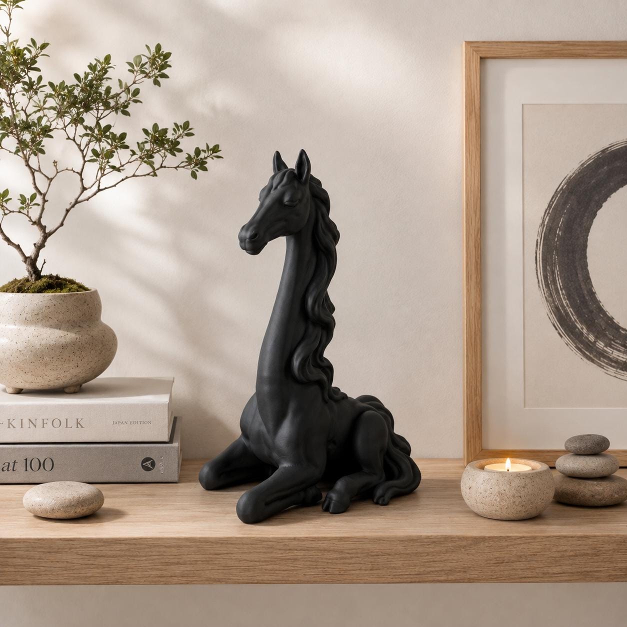 3D Printed Zen Horse Figurine, Minimalist Horse Statue, Modern Home Decor