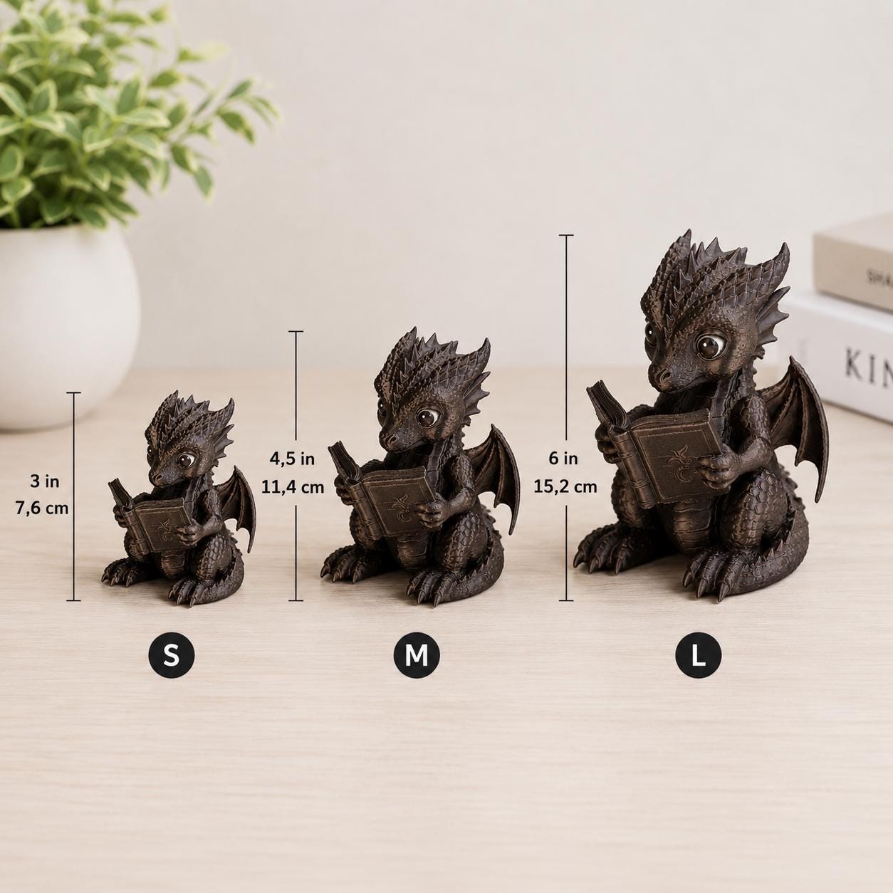 Cute Reading Dragon Figurine, Book Lover Dragon Decor, Fantasy Bookshelf Decor, Dragon Reading Book Statue, Gift for Book Lovers