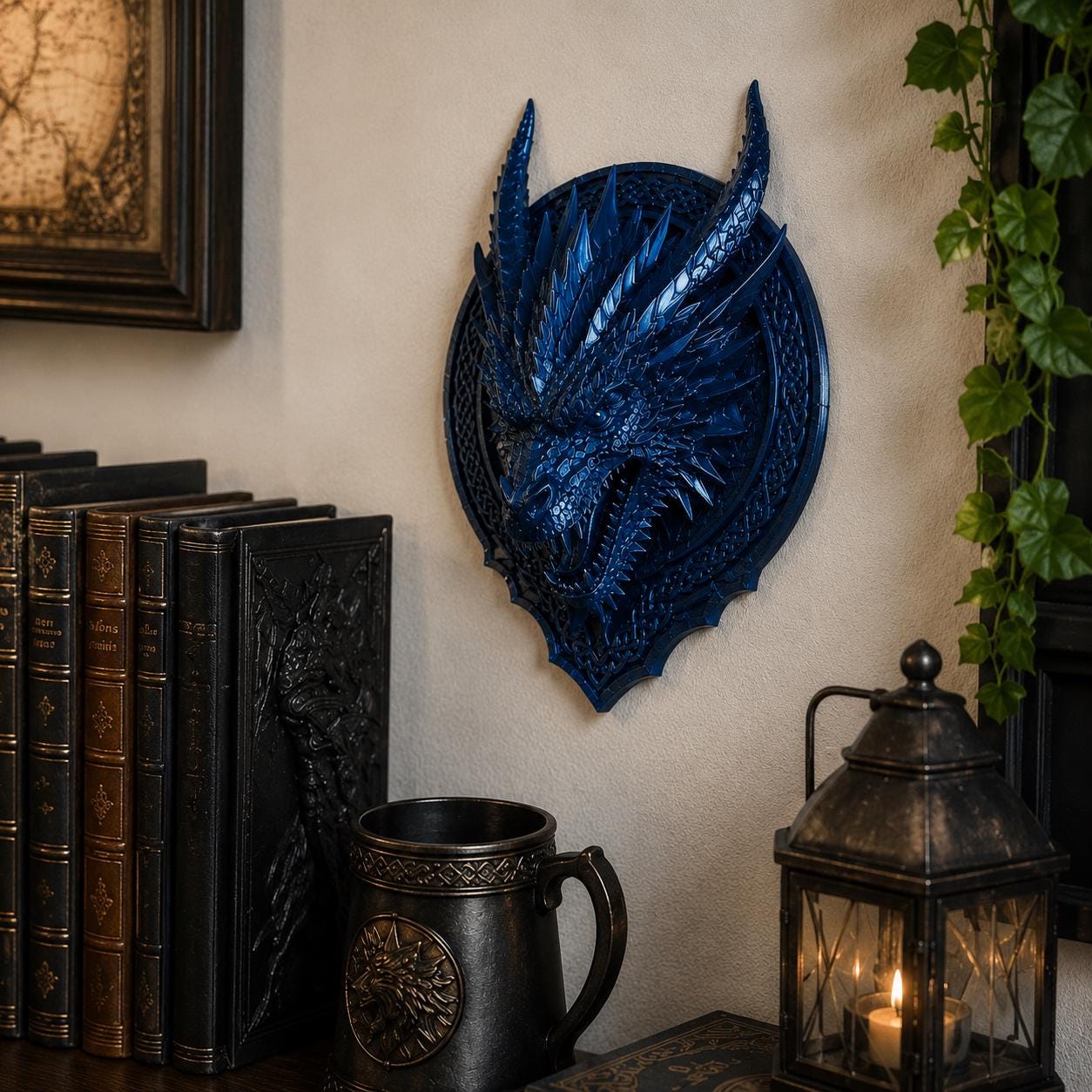 Dragon Wall Decor, 3D Printed Dragon Head Wall Art, Fantasy Dragon Wall Hanging, Gothic Home Decor, Medieval Dragon Sculpture