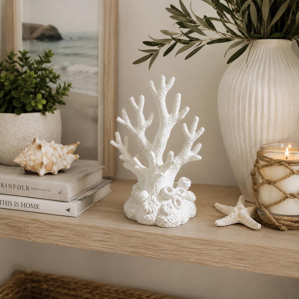 Coral Jewelry Holder for Rings & Necklaces, Coastal Jewelry Organizer, Ocean Decor, Ring Stand, Necklace Display, Vanity Organizer