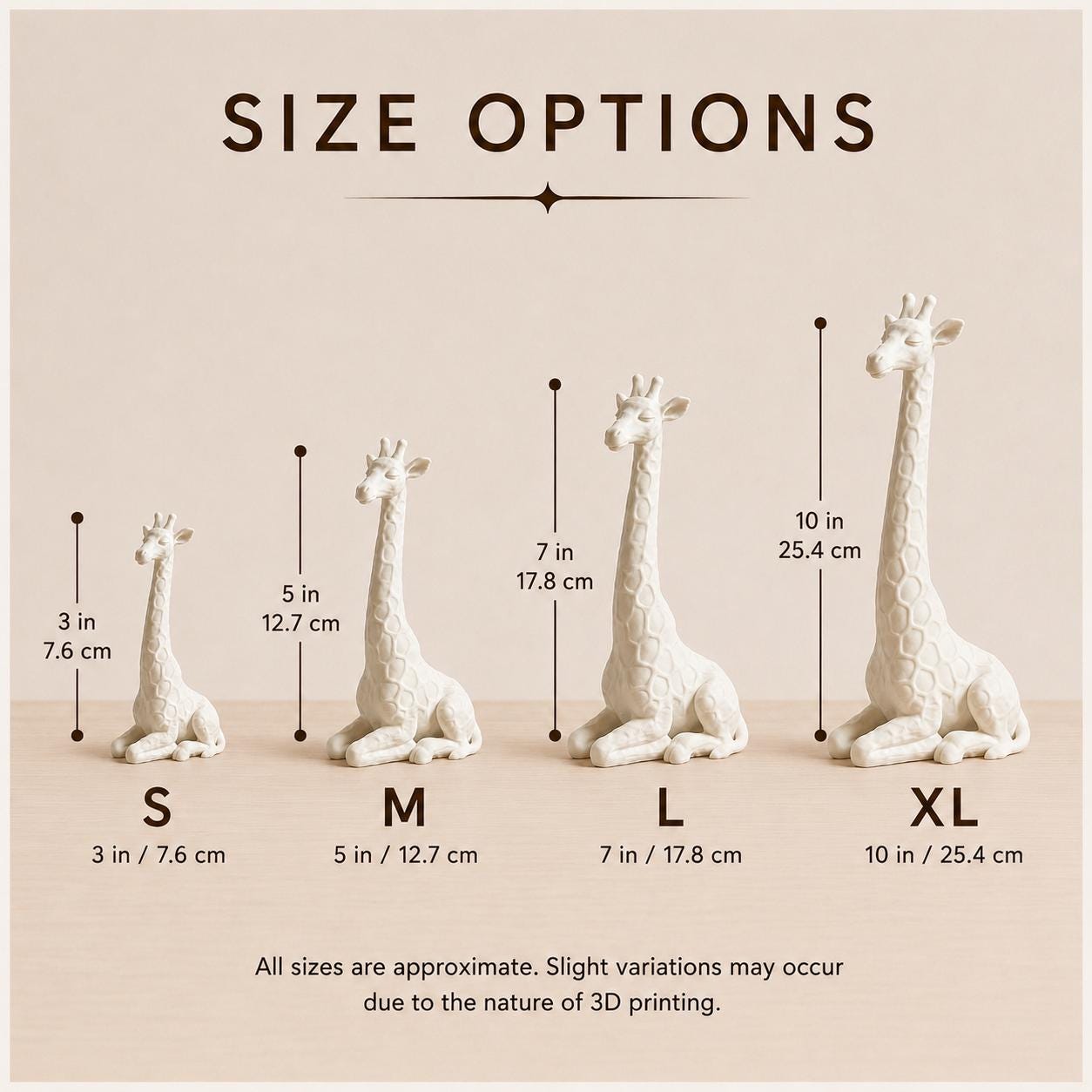 Giraffe Figurine Zen Statue, Calm Animal Sculpture, Minimalist Safari Decor, 3D Printed Shelf Decor Gift