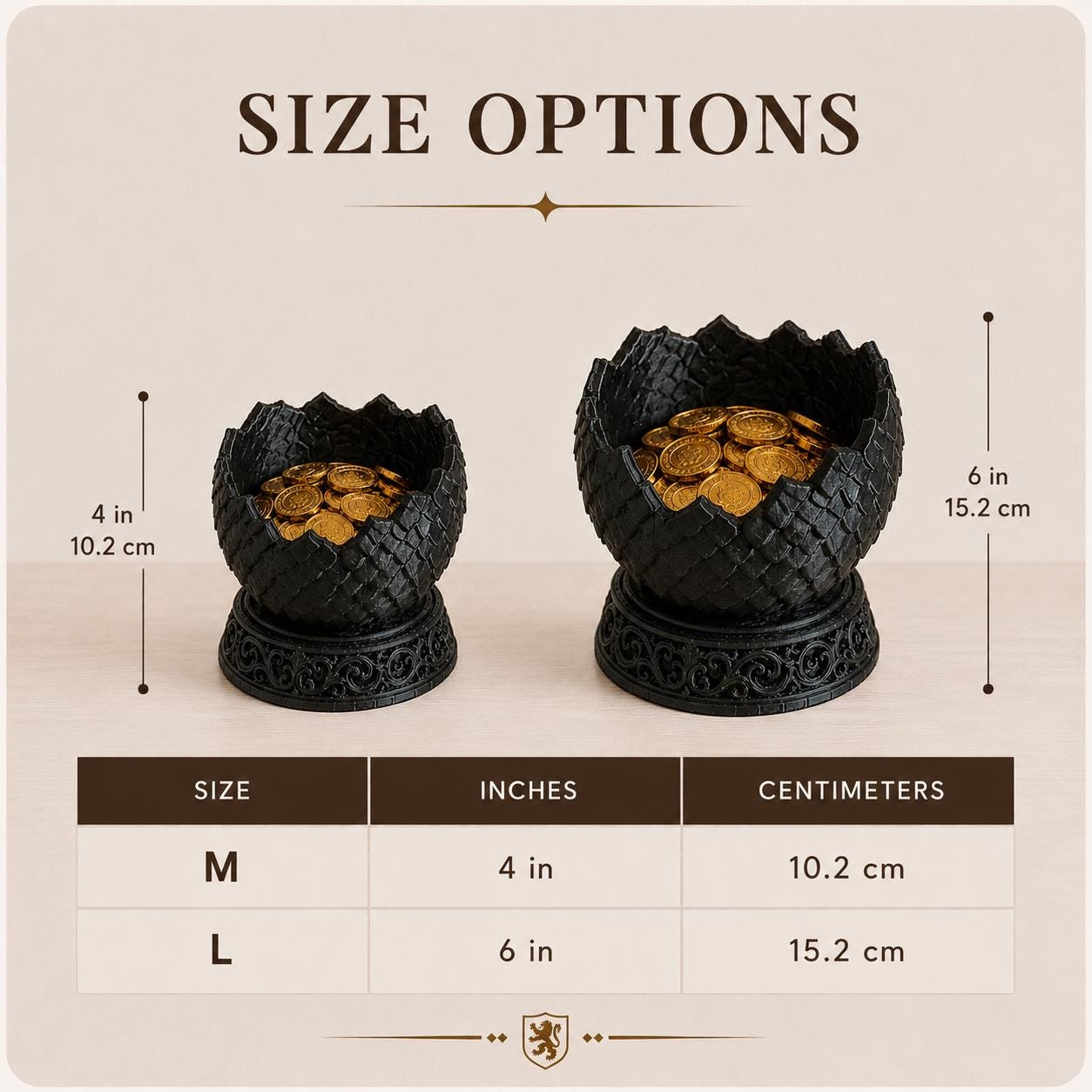 Dragon Egg Holder, 3D Printed Fantasy Coin and Key Organizer
