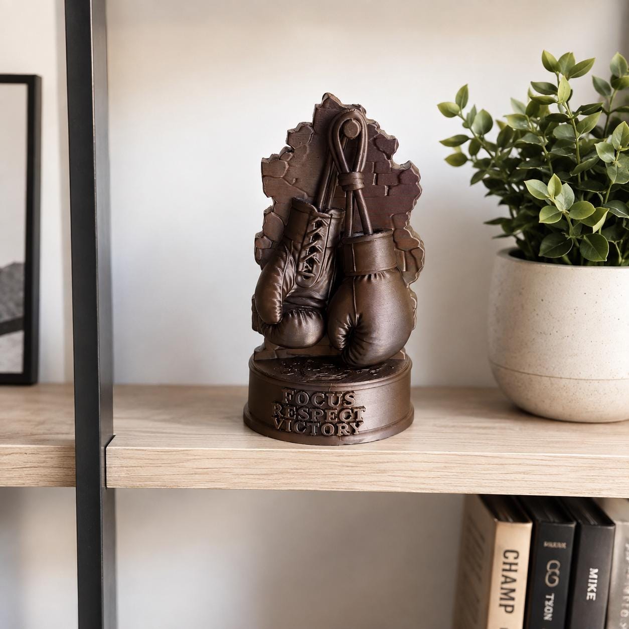 Boxing Gloves Statue, Boxer Gift, Martial Arts Decor, Motivational Trophy, Sports Room Decor, Boxing Coach Gift, Fighter Gift