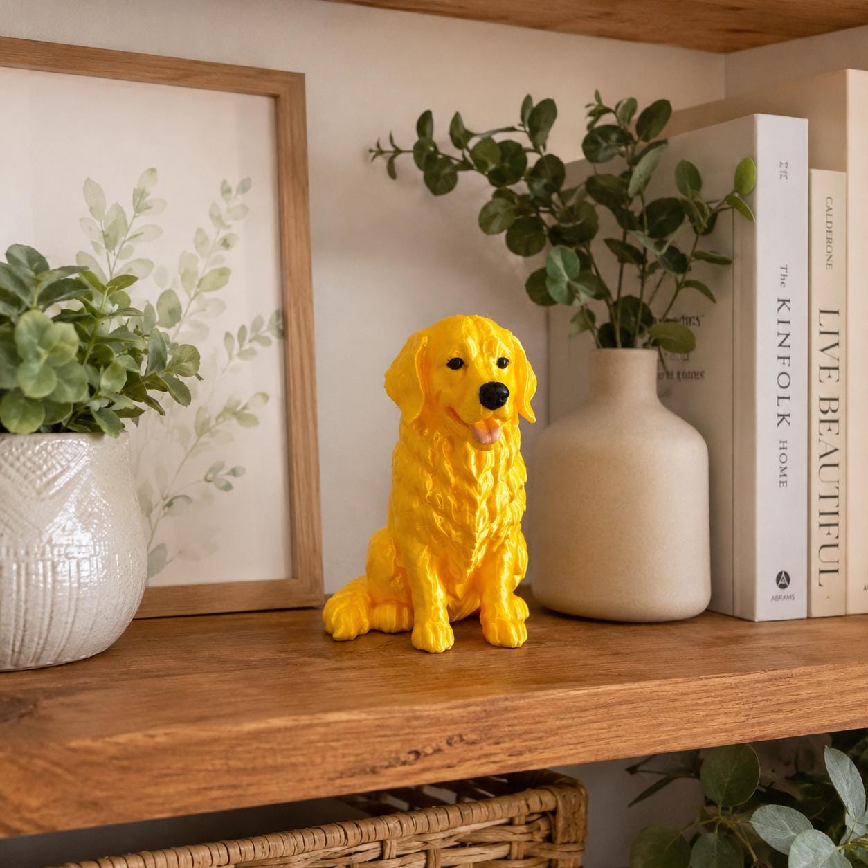 Golden Retriever Figurine, Dog Desk Buddy, 3d Printed Golden Retriever Decor, Cute Dog Statue, Office Desk Decor, Shelf Decor