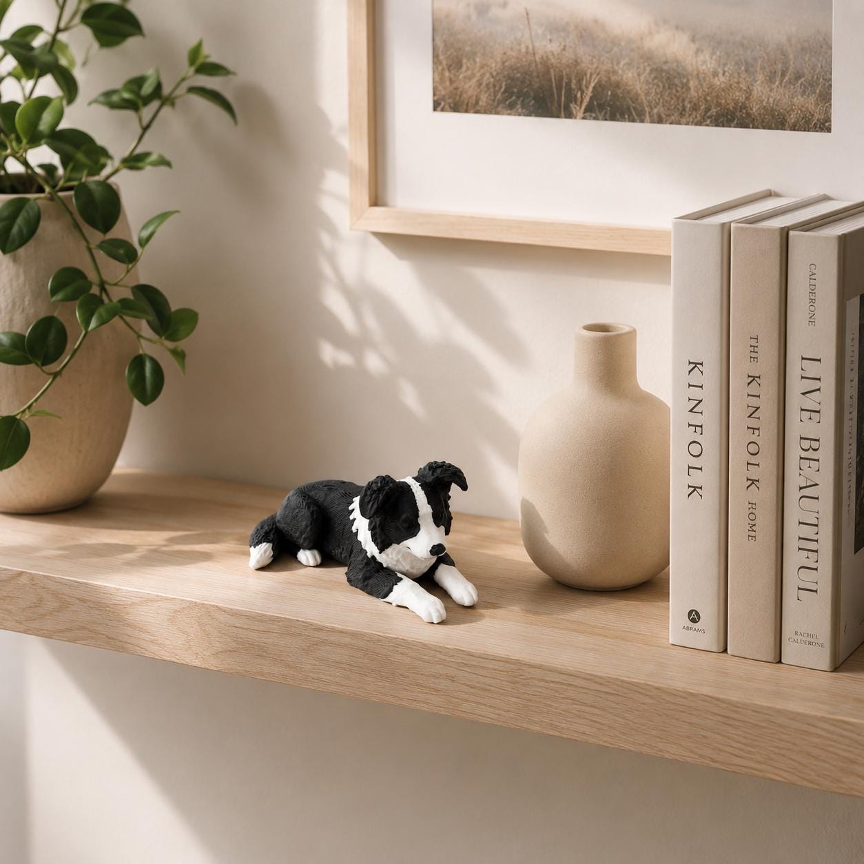 Border Collie Miniature Figurine, Black & White Dog Statue, Cute Puppy Decor, Dog Lover Gift, 3D Printed Border Collie