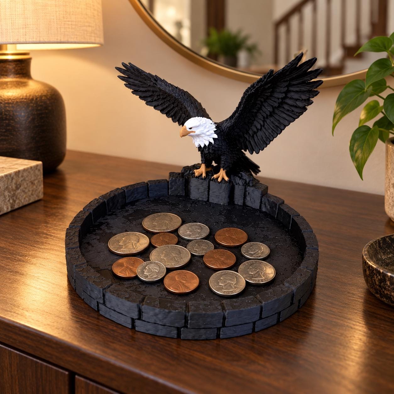 Bald Eagle Catch All Tray, 3d Printed Patriotic Key Holder & Desk Organizer, American Eagle Decor