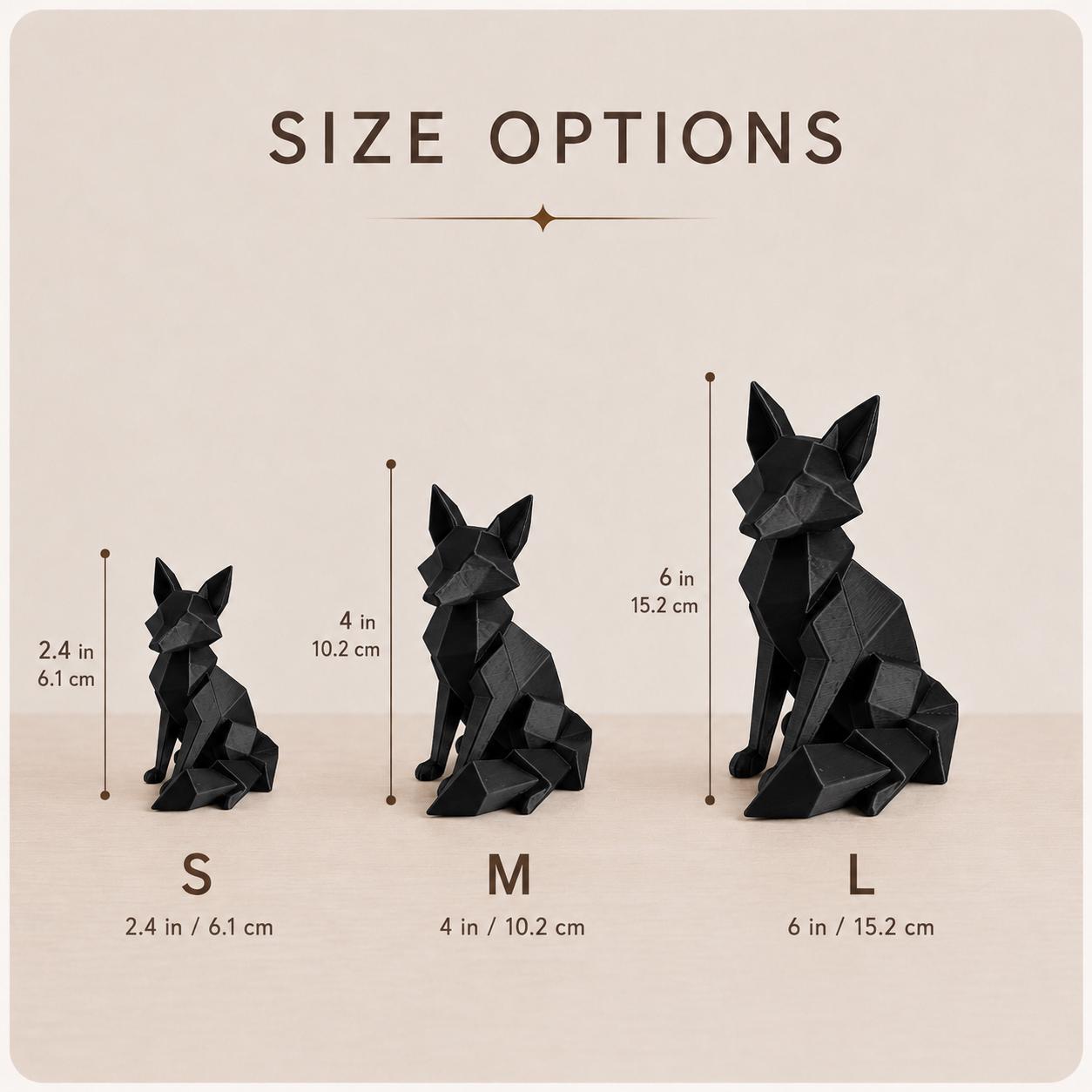 Geometric Fox Figurine, Low Poly 3D Printed Sculpture, Modern Animal Decor