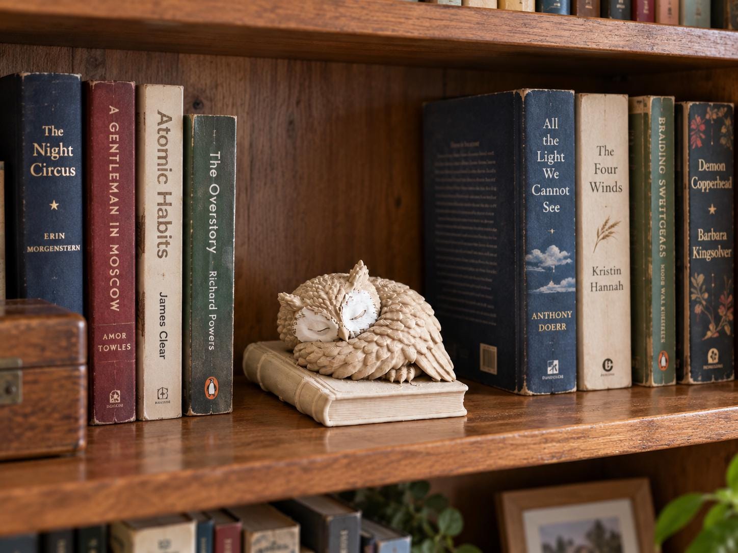 Sleeping Owl on Book Figurine, 3d Printed Cozy Bookshelf Decor, Book Lover Gift, Woodland Owl Statue, Reading Nook Decoration