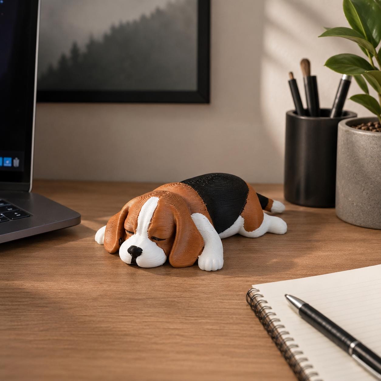 Sleeping Beagle Desk Buddy, Beagle Dog Statue, Cute Puppy Decor, Gift for Beagle Owners, 3D Printed Figurine