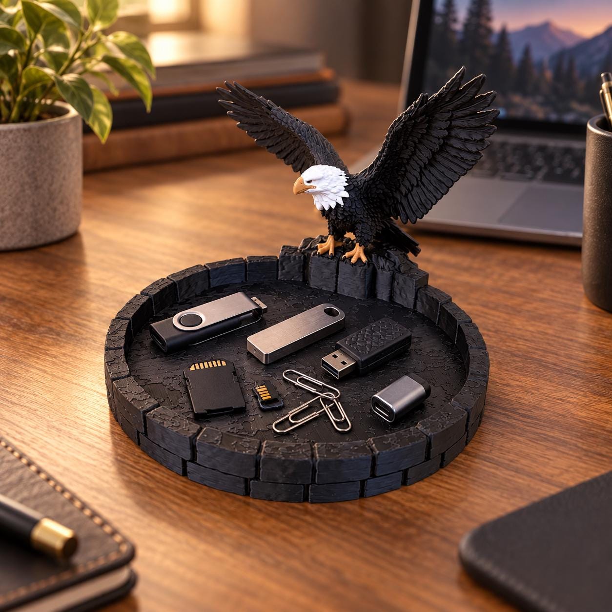 Bald Eagle Catch All Tray, 3d Printed Patriotic Key Holder & Desk Organizer, American Eagle Decor